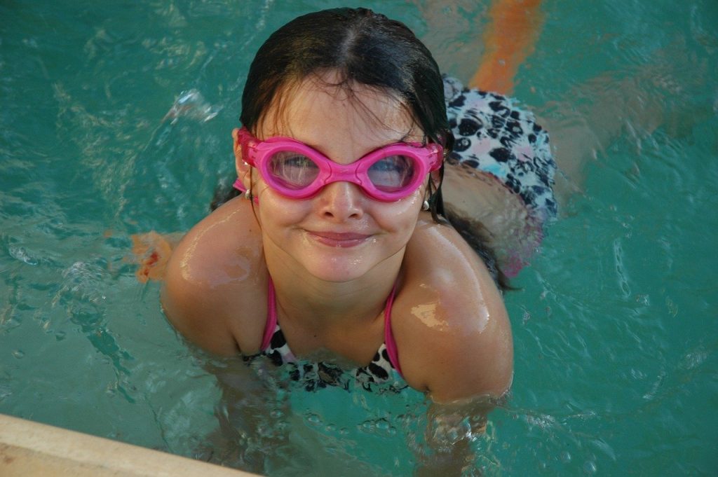 swimming, girl, goggles